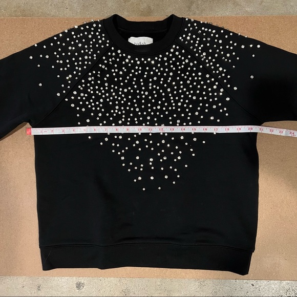 ba&sh Cheek Noir Rhinestone Crewneck Sweatshirt, Black, Size M - Picture 14 of 16